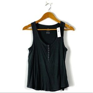 American Eagle Distressed Henley Tank XS